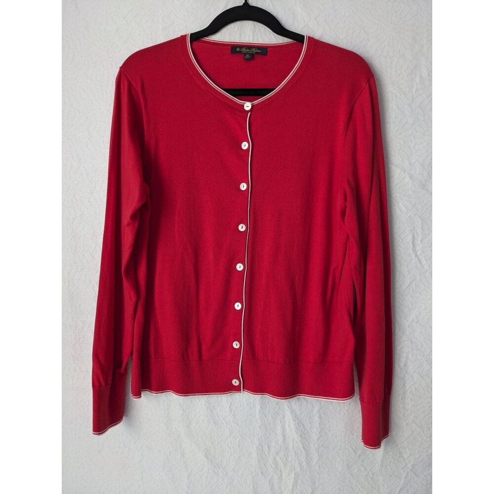 BROOKS BROTHERS Women’s Supima Cotton Button Up Sweater Red Size XL